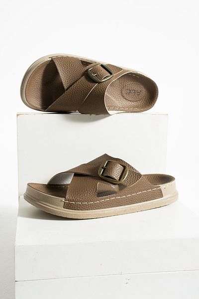 birrbazaar Men's Orthopedic Lightweight High Flexible Comfortable Sole Stitched Leather (Artificial) Stylish Home Out Men's Slippers