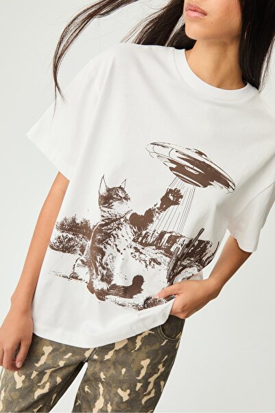 Stradivarius Oversize placement print shirt