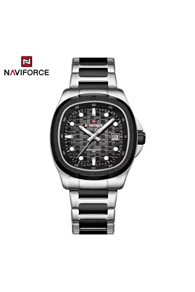 Naviforce نافي فورس ساعة رياضية رجالي ستيل فضي لونين