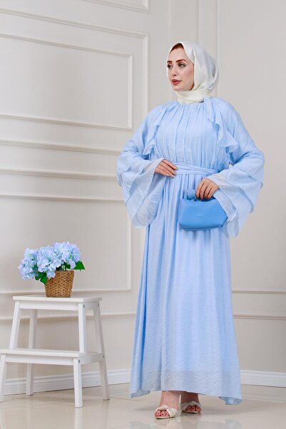 Sevitli Φόρεμα Lora με βολάν-Μπλε