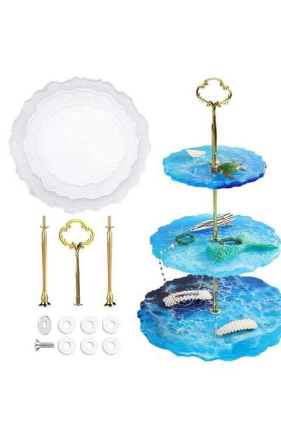 Generic 3 Tier Round Cake Stand Party Food Server Display Set Dessert Slate Serving White Porcelain with Ne