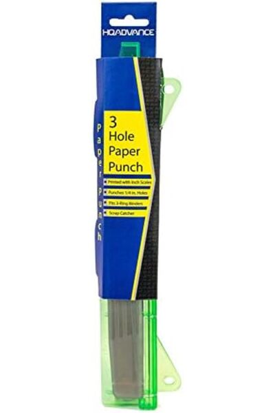 HQAdvance Products 3-Hole Paper Punch, Assorted Colors (28007)
