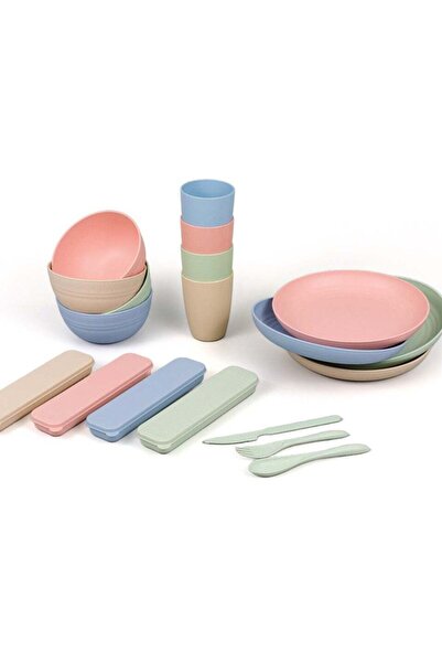 Generic 28 Pieces Dinner Set, Wheat Straw Dining Table Accessories, Healthy K...
