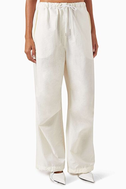 Acne Studios بنطال مخطط مريح من مزيج القطن والكتان - أبيض - 63% قطن، 37% كتان