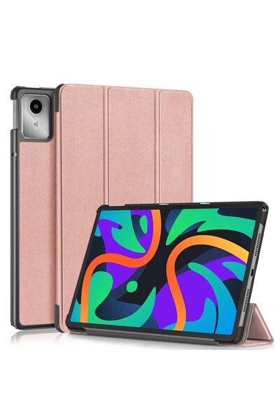 Madviun Husă pentru Lenovo Tab M11, FoldPro, J46, microfibră, auriu roz
