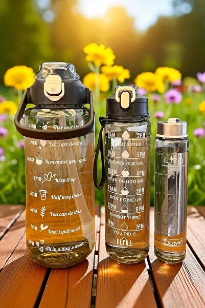 Berdina Home زجاجة مياه تحفيزية مكونة من 3 قطع من زجاجة مياه تريتان رياضية 20...