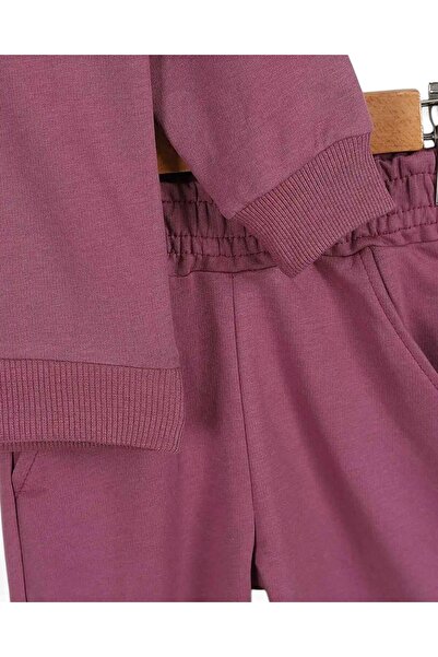 VOY KİDS Kız Çocuk Sırtı Baskılı Sweatshirt ve Kargo Cepli Eşofman Altlı 6-7-8-9-10 Yaş Eşofman Takımı