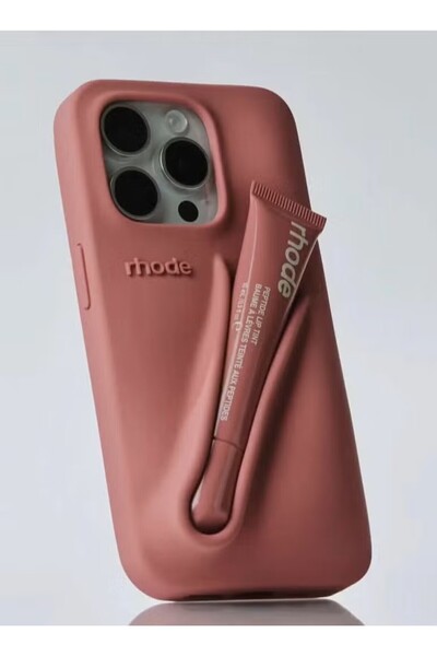 rhode جراب أحمر شفاه لهاتف iPhone 16 ProMax - جراب سيليكون، حامل مدمج لعلاج ا...