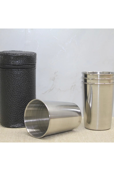 SepetBudur Set of 4 Shot Glasses with Leather Case Alk3926