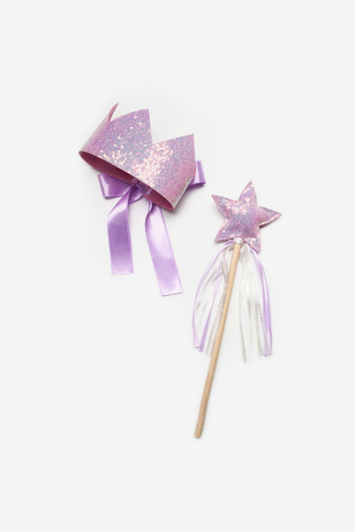 Le Mabelle Lilac Sequined Girl's Hair Band Asa Set