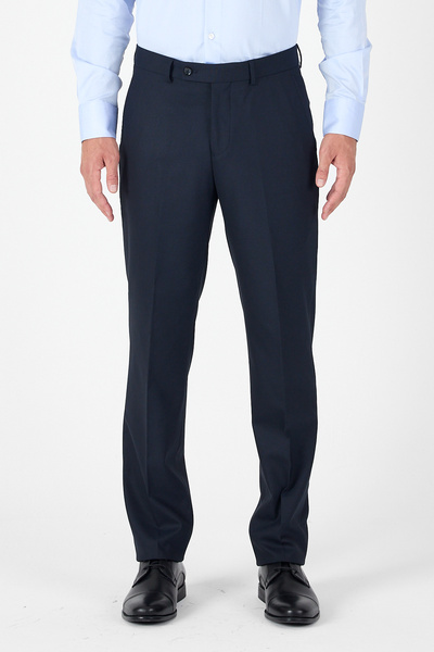 İmza Dark Navy Blue Side Pocket Open Leg Straight Comfort Fit Stretchy Trousers 1003250914