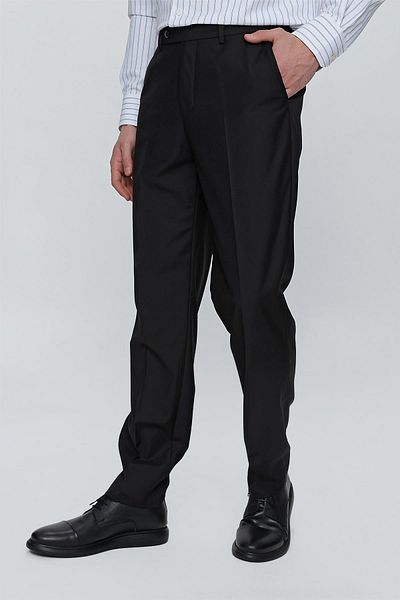 İmza Black Gabardine Side Pocket Open Leg Basic Comfort Fit Stretch Pants 1003255005