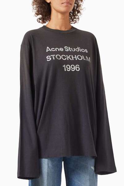 Acne Studios Black 1996 Logo Padded T-Shirt - Cotton Blend - Acne Studios Pattern