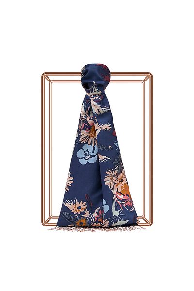 ipekevi Dark Blue Silk Shawl 6108