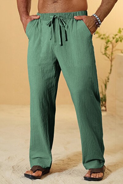 GHASSY CO. Ghassy Co. Men's 100% Cotton Muslin Linen Blend Comfortable Ultra Light Home Inside/Outside Linen Pants
