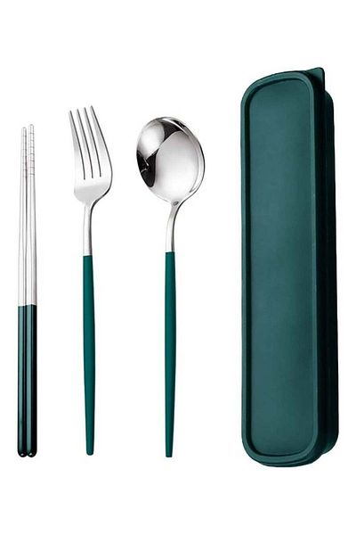 Generic Oasisgalore Cutlery Set with Case for Lunch Box ,Chopstick,Spoon and Fork with Case for School Trav