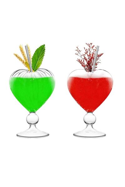 Generic Cocktail Glasses Set of 2 Creative Martini Glasses 8 oz Unique Heart-shaped Romantic Juice Glasses