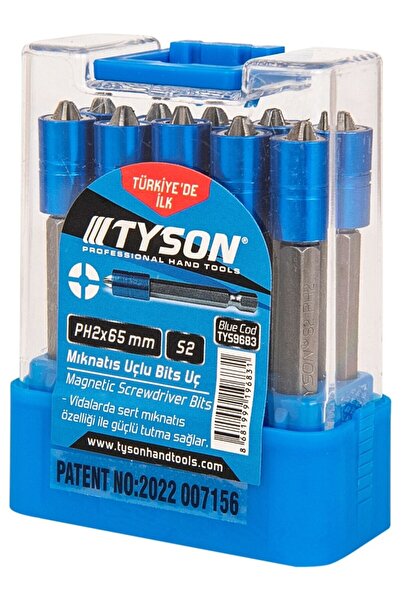 TYSON Mıknatıslı Matkap Ucu PH2x65mm S2 Çelik Mıknatıslı Bits Uç - 3 Adet