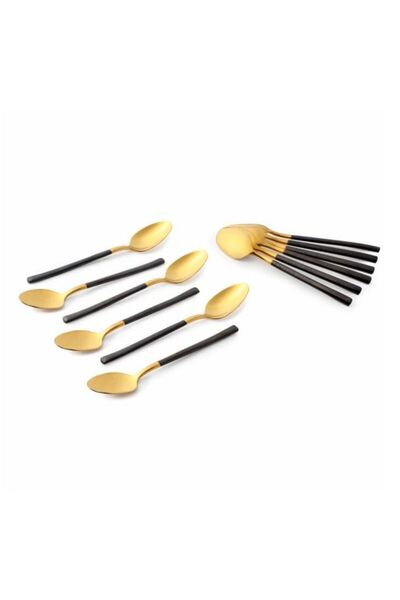 Generic Life Smile 12pcs Cutlery Set, 18/10 Stainless Steel, Flatware Set, 12pcs Dinner Spoon, Shiny Gold H