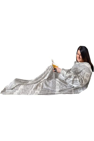 UIQ Microfiber Blanket with Sleeves, 200 x 150 cm, Norwegian Design, Grey