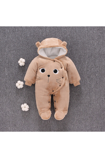 Superbaby Cream plush jumpsuit - Kitty
