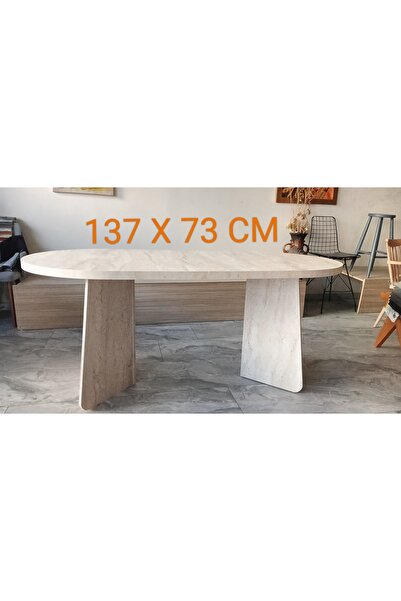 DOĞUKAN HOME TRAVERTEN OVAL MUTFAK MASASI