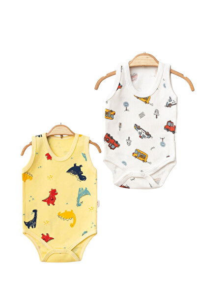 Nayinom Erkek Bebek&Çocuk Askılı Çıtçıtlı Badi 2’li Set – %100 Pamuk, Esnek v...