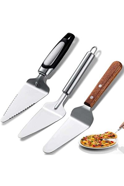 Generic 3 Pieces Pie Server Set Stainless Steel Pie Spatula Serrated with Comfortable Handle, Easy to Grip