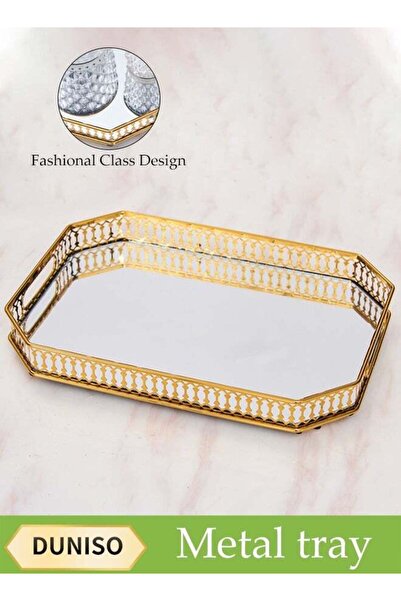 Generic Square Gold Mirror Tray, Glass Metal Tray Dressing Table Tray Jewelry...