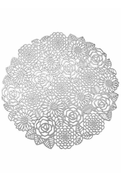 Generic SYOSI Round Silver Placemats Set of 6 Elegant Fancy Charger for Dining Table Holiday Wedding Decora