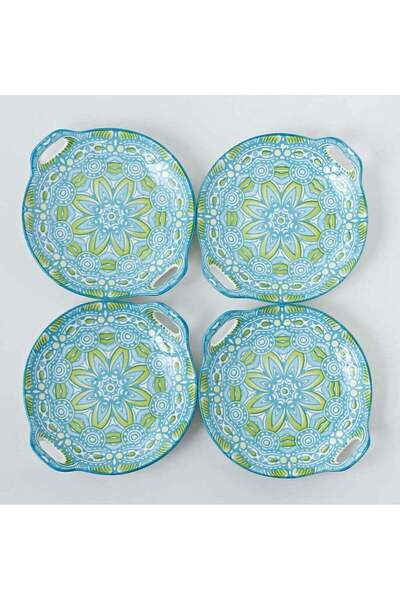 Generic Shuer 4-Piece Hand Painted Round Ceramic Dinner Plates 23.5x20x4cm