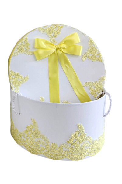 fantasialand Cutie rotundă pentru trusou, dantelă galbenă