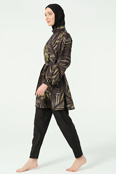 ALFASA Oversize Stretch Swimsuit with Leaf Pattern