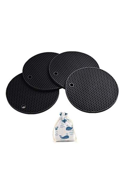 Generic SYOSI Silicone Hot Pads 4 Multi Purpose Pot Holders and Trivets Heat Resistant Pot Holder Pad Set f