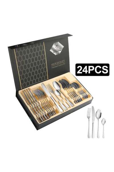Generic XIANGYU High Quality Stainless Steel 24pcs Knife Fork And Spoon Wedding Gift Box Cutlery Set