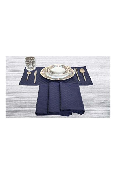 Generic Hotel Linen Klub 4-Piece Dobby Jacquard Table Cloth Placemat Navy 30x50cm