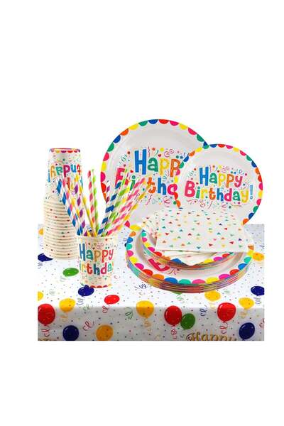 Generic SYOSI 102 Pcs Birthday Party Tableware Set