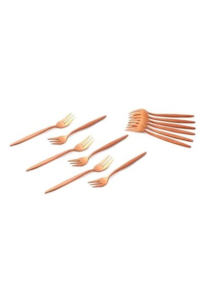 Generic Life Smile 12pcs Cutlery Set, 18/10 Stainless Steel, Flatware Set, 12pcs Cake Fork, Shine Rose Gold