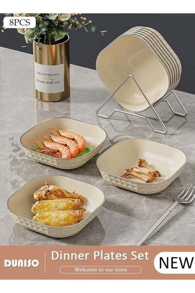 Generic 8 PCS Dinner Plates Set,Dessert Plate Snack Plate Set Dried Fruit Pla...