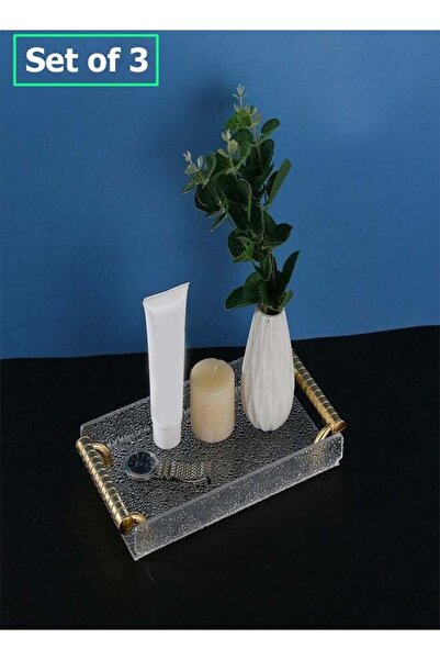 Generic 3-Pieces Multipurpose Decorative Plastic Rectangular Platter Dish wit...