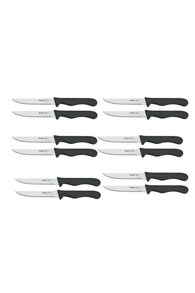 Generic Metaltex Metaltex Basic Set of 2 Steak Knives 21cm â€“ Hardened Stainless Steel | Pack of 6 Sets (1