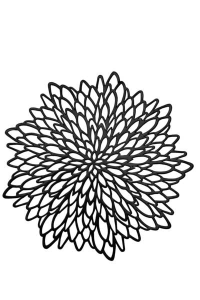 Generic SYOSI Set of 6 Black Placemats Pressed Vinyl Hollow Out Round Floral Dining Table Mats Centerpiece