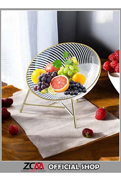 Generic Gold-Edged Fruits and Snacks Tray for Living Room Coffee Table and Of...