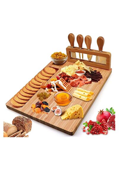 Generic Bamboo Cheese Board Set, Cheese Tray, Charcuterie Board and Serving M...