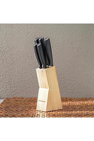 Generic DANUBE HOME Chefâ€™s Delight Essential 6-Piece Knife Set with Wooden Block â€“ Premium Stainless St