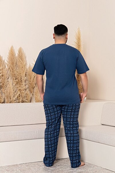 BRAXELL Nisanca summer plus size men cotton pajamas set- short sleeve men's sleepwear