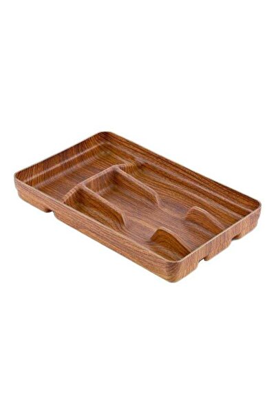Generic Evelin 4 Compartment Cutlery Tray Brown
