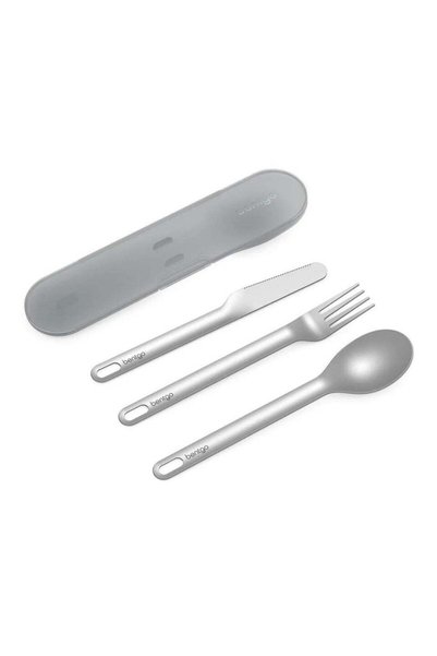 Generic Bentgo Stainless Steel Utensil Set Gray Portable 3-Piece Cutlery Set ...
