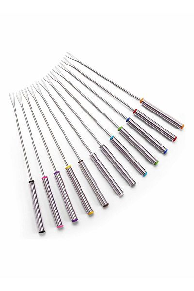 Generic Excefore Marshmallow Roasting Sticks Stainless Steel Fondue Forks with Heat Resistant Handle for Ch