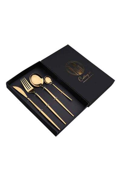 Generic 4-Piece Simple Flatware Set Gift Set Golden Brown
